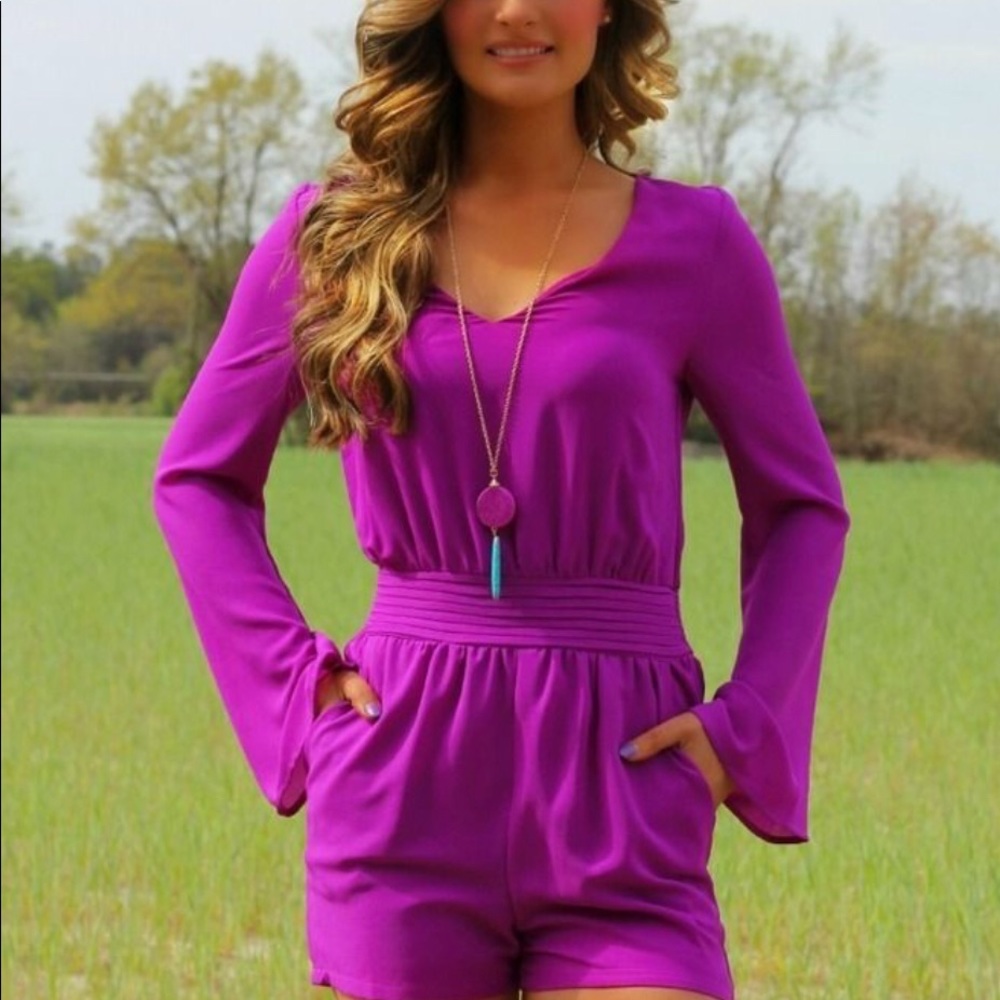 Beautiful flowy purple romper, amazing for summer